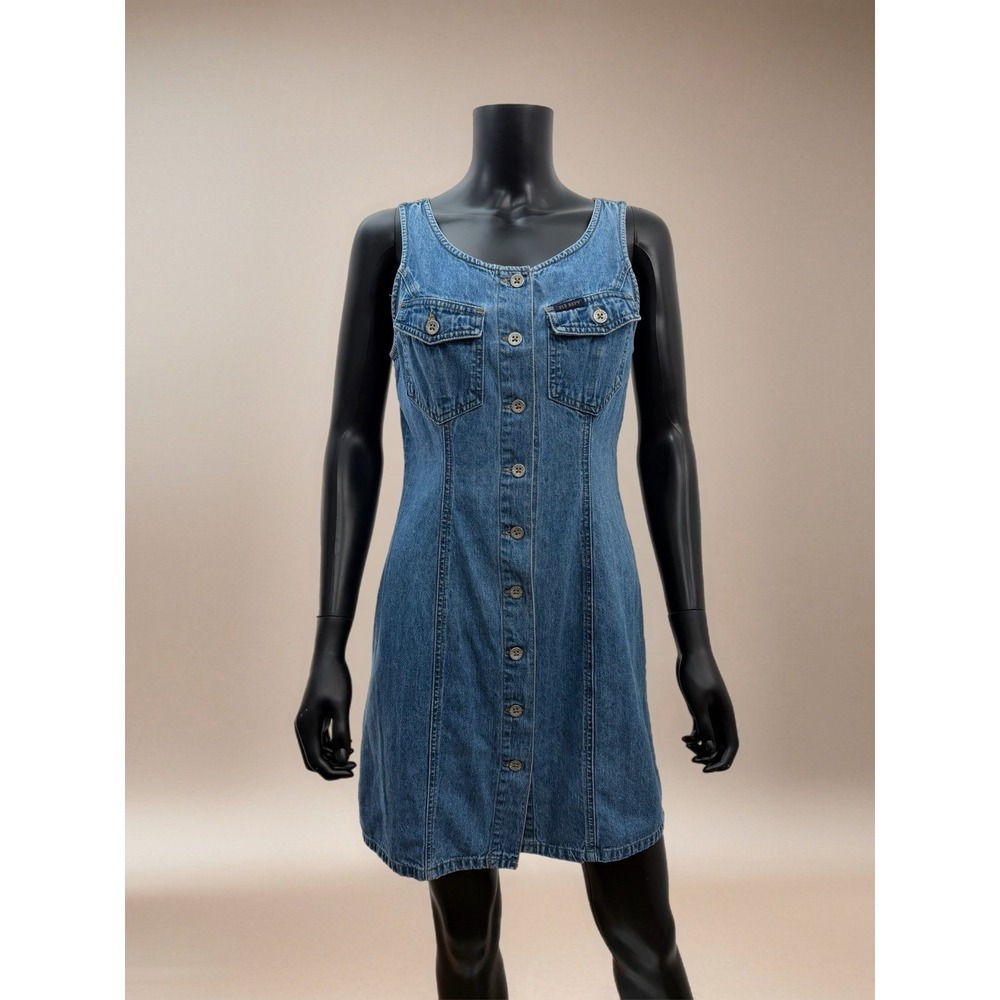Old Navy Denim Button Front‎ Sleeveless Dress Blue A-Line Casual Sz S